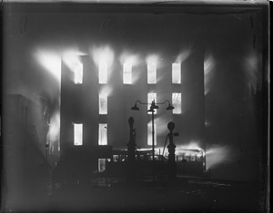 Fall River fire at night