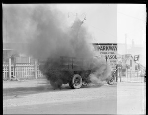 Truck afire in Revere gas station