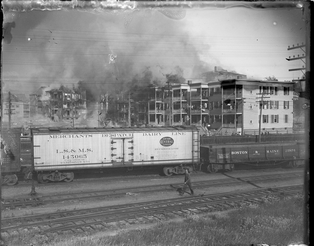 Salem fire at its height, taken from railroad crossing
