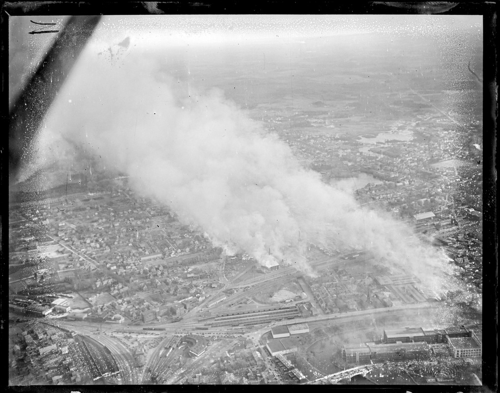 Nashua, N.H. Big fire from an aeroplane