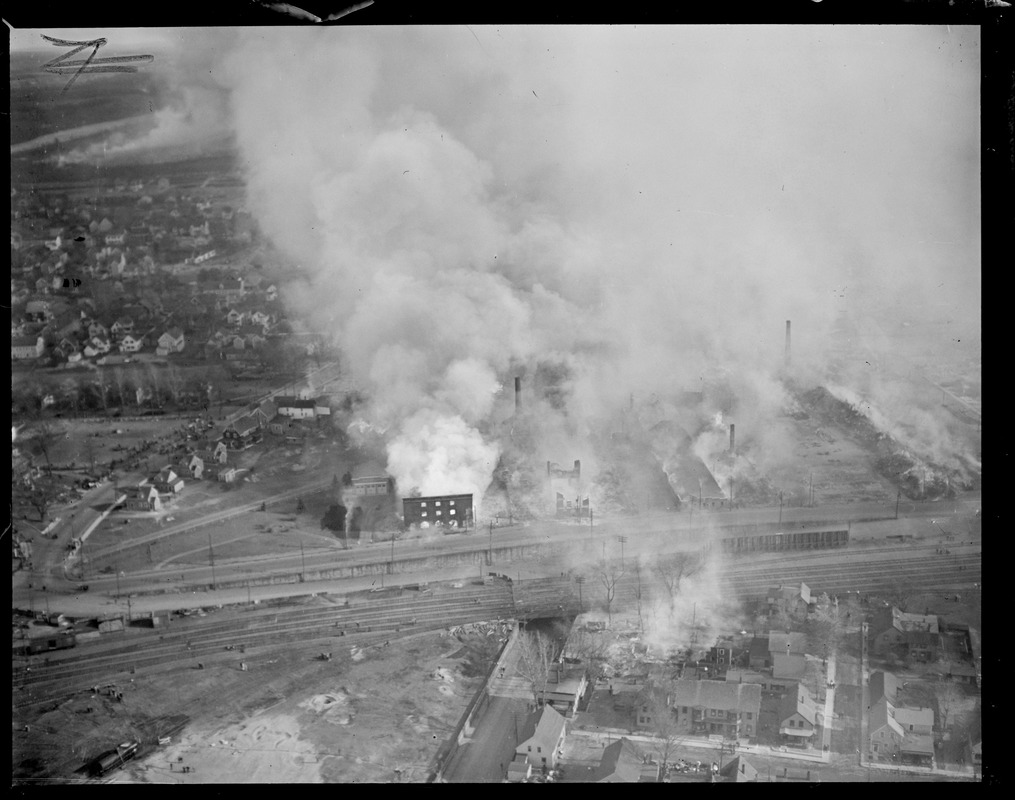 Nashua, N.H. Big fire from an aeroplane