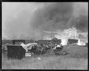 Rescued furniture in field, Nashua, N.H. fire