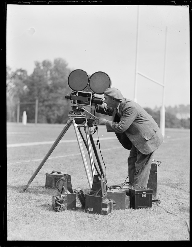 Prof. Leslie R. Jones with talkie movie machine