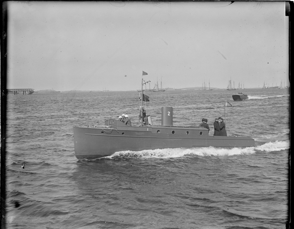 First sub chaser in Boston showing off speed. To be used to patrol harbor.