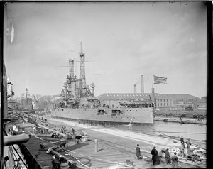 USS Florida going into drydock at Charlestown Navy Yard