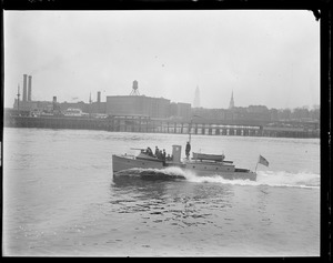 Harbor patrol boat (sub-chaser) showing its speed, Boston Harbor