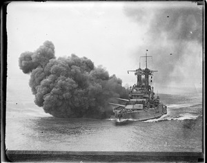 Battleship firing broadside