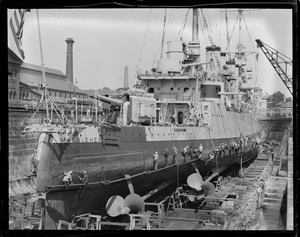 USS Marblehead in drydock at Navy Yard