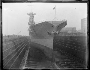 Aircraft carrier in dry dock