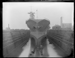 USN aircraft carrier in dry dock