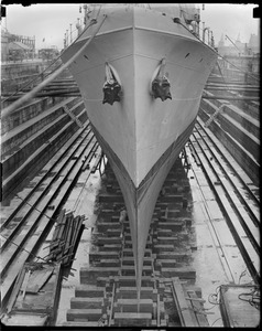French battleship Ville D'ys in Navy Yard drydock
