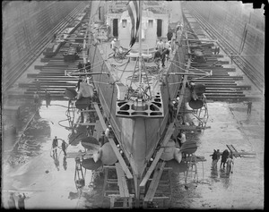 USS Cincinnati dry dock in Navy Yard Boston