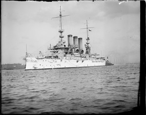 Man-of-war anchored in Boston Harbor