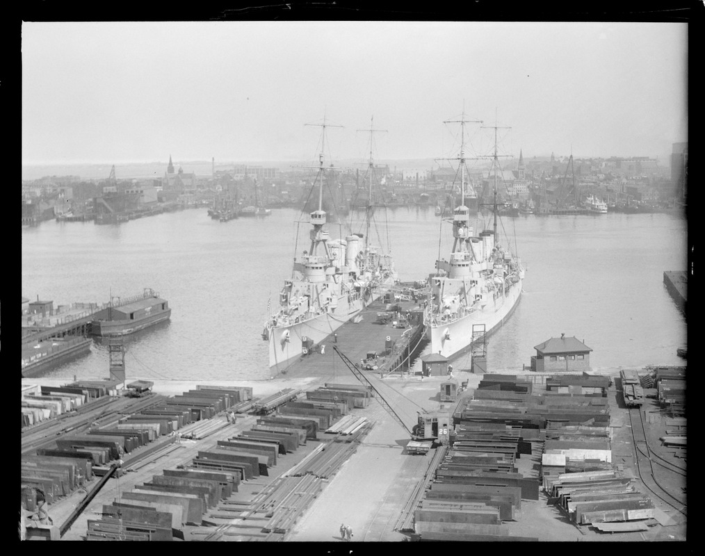 USS Raleigh and USS Memphis at pier