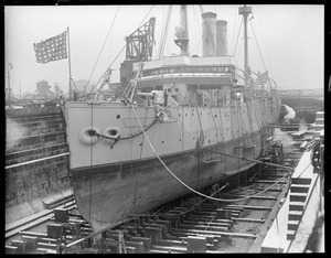 USS Cleveland in Navy Yard drydock