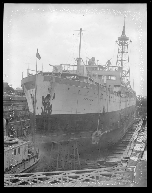 USS Patoka in Navy Yard dry dock Digital Commonwealth