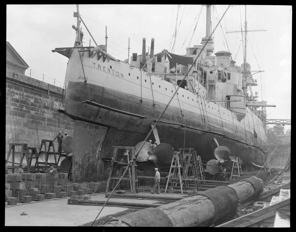 USS Trenton in dry dock at Charlestown Navy Yard