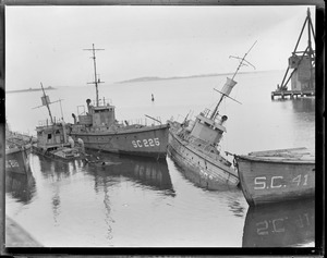 Sub chasers in Dorchester Bay scrapyard