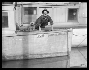 Launch John Harvard cut into by Frank C. Brewer at Warren Ave. bridge, Charlestown
