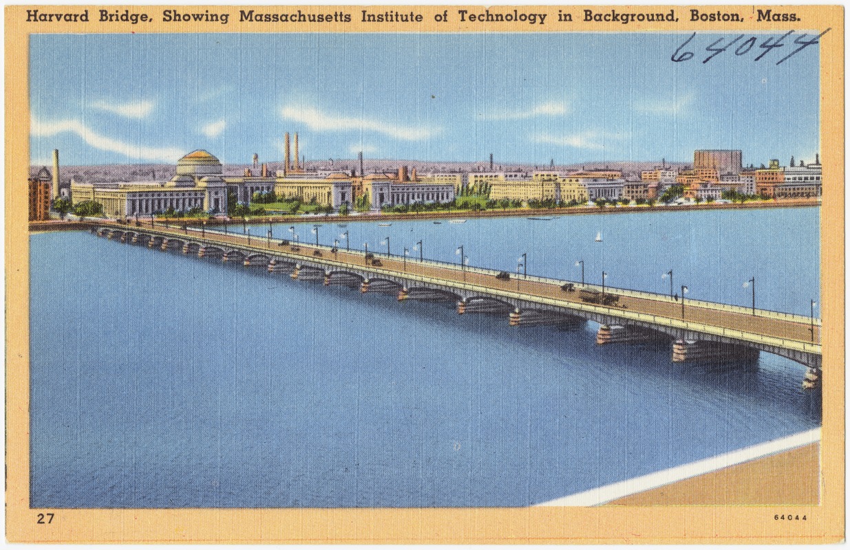 Harvard Bridge, showing Massachusetts Institute of Technology in background, Boston, Mass.