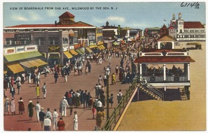 View of boardwalk from Oak Ave., Wildwood by the Sea, N. J.