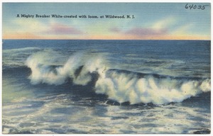 A mighty breaker white-crested with foam, at Wildwood, N. J.