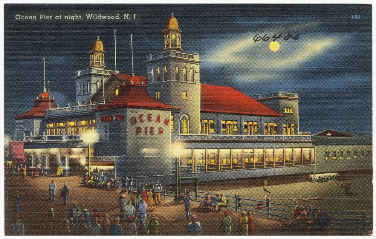Ocean Pier at night, Wildwood, N. J. - Digital Commonwealth