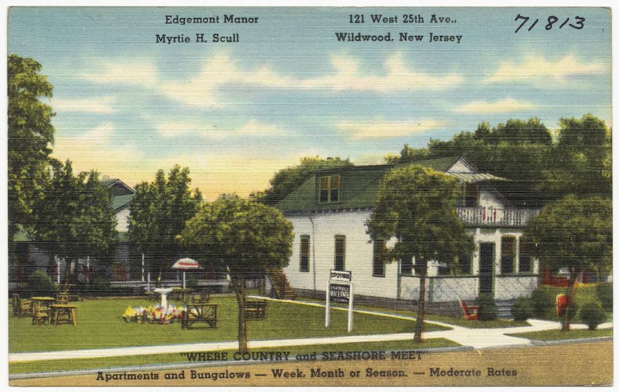 Edgemont Manor, 121 West 25th Ave., Wildwood, New Jersey, "Where Country and Seashore Meet"