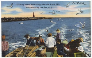 Fishing party returning past the rock pile, Wildwood by the Sea, N. J.