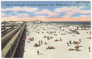 View of boardwalk and breach from Cresse Ave., Wildwood-by-the-Sea, N. J.