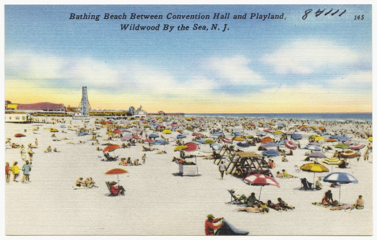 Bathing beach between convention hall and Playland, Wildwood by the Sea, N. J.