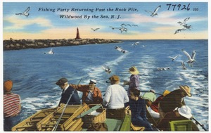 Fishing party returning past the rock pile, Wildwood by the Sea, N. J.