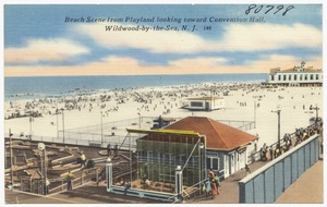 Beach scene from Playland looking toward convention hall, Wildwood-by-the-Sea, N. J.