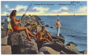 Fishing off the rock jetty, Wildwood Crest, N. J.