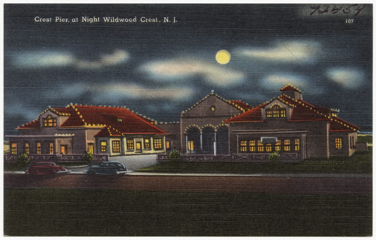 Crest Pier, at night Wildwood Crest, N. J.