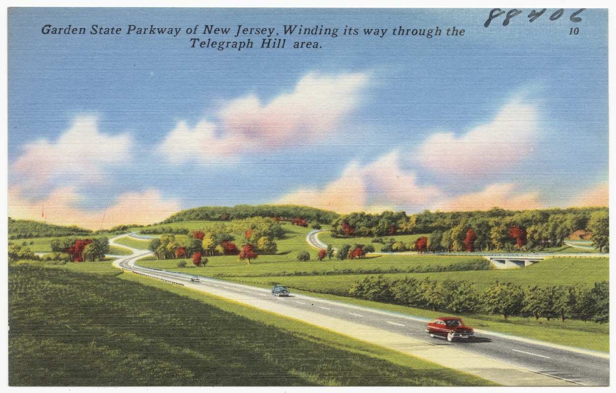 Garden State Parkway of New Jersey, winding its way through the Telegraph Hill area