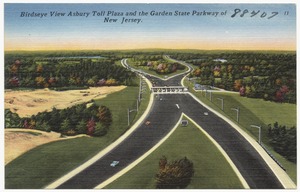 Birdseye view Asbury Toll Plaza and the Garden State Parkway of New Jersey