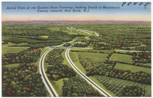 Aerial view of the Garden State Parkway, looking south in Monmouth County toward Red Bank, N. J.