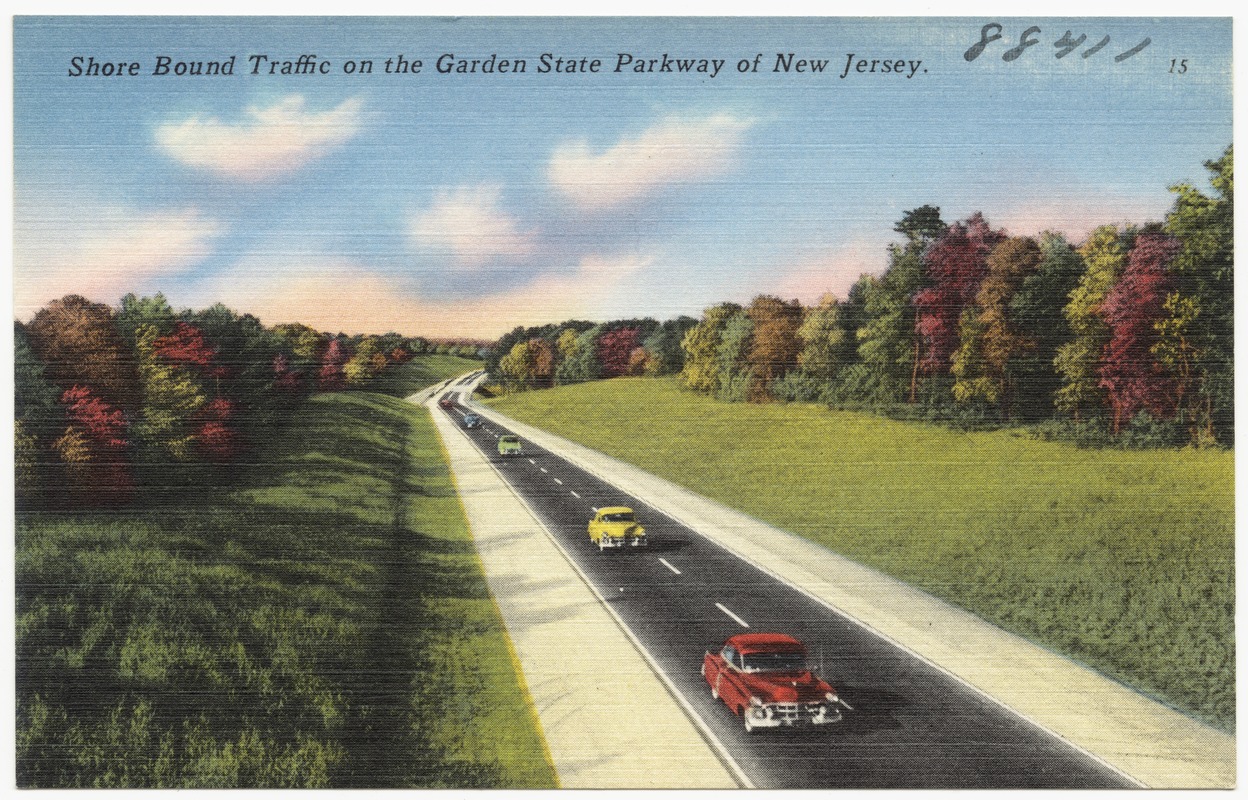 Shore bound traffic on the Garden State Parkway of New Jersey