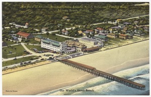 Air view of Atlantic Beach showing Atlantic Beach Hotel and fishing pier, Atlantic Beach, Florida