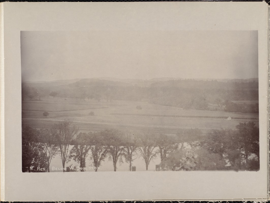 Wachusett Reservoir, valley below West Boylston, looking south toward Pine Hill, West Boylston, Mass., 1895