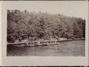 Wachusett Reservoir, boring machine at dam site, from east bank, Clinton, Mass., 1895