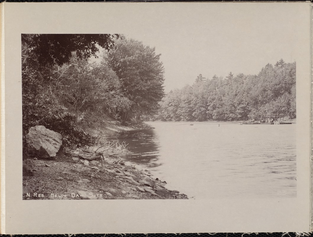 Wachusett Reservoir, Lancaster Mill Pond at dam site, looking north from west bank, Clinton, Mass., 1895