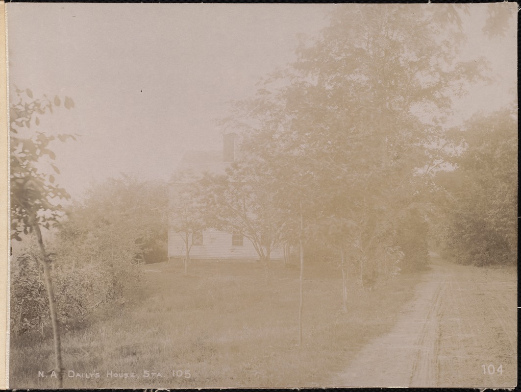 Wachusett Aqueduct, E. W. Daily's house, near the portal, from the north, station 105, Berlin, Mass., May 23, 1896