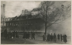 Campus fire - Tillinghast Hall in flames, December 10, 1924