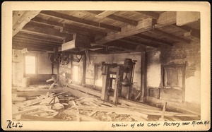 Sudbury Reservoir, real estate, interior of old chair factory near Rice's Mill, Southborough, Mass., ca. 1893