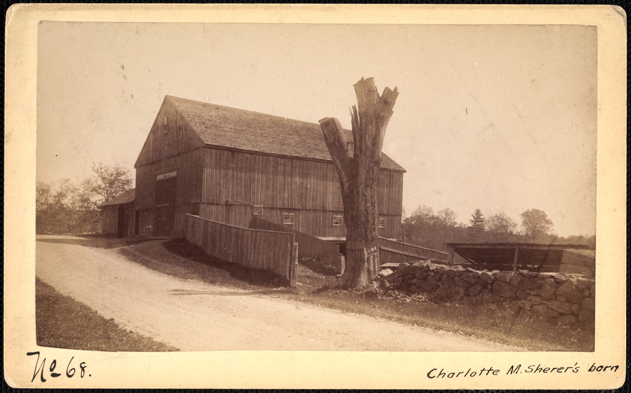 Sudbury Reservoir, real estate, Charlotte M. Sherer's barn, Southborough, Mass., ca. 1893