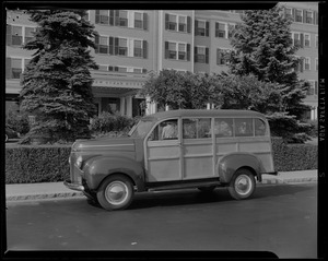 Studebaker wood-paneled station wagon outside the New Ocean House