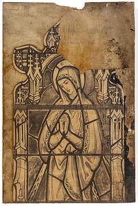 Cartoon, "Our Lady of Sorrows". One of a series of ten aisle windows in Saint James Church, Albany, New York