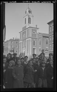 Children in front of St. Stephen's Church, Boston
